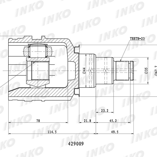 Шрус внутренний Toyota 43403-12060 Inko 429009 (TO-501) AE95/104/109/114/115 SV35/43 левый  23/23 