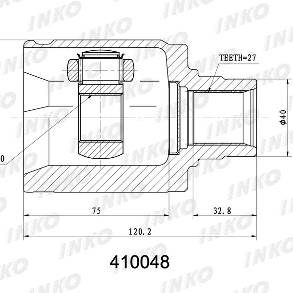 Шрус внутренний Honda D15B D16/17A B20B GH2 ES2/3 EU3/4 RD1 Inko 410048 Без кольца ABS 30/40/27