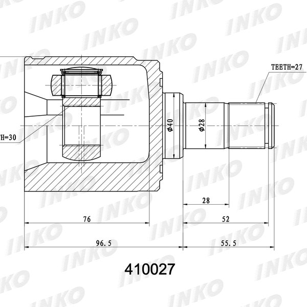 Шрус внутренний Honda 44310-S0A-300 Inko 410027 (HO-612.0311HRVMTRH), R