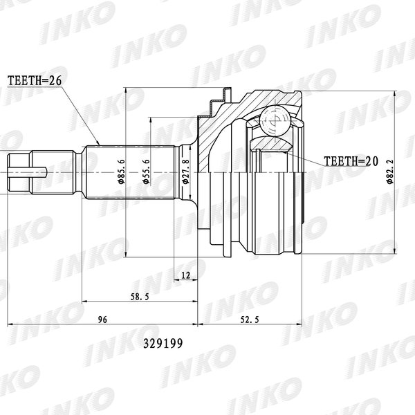 Шрус Toyota 43460-59795 INKO 329199 2SZ-FE 1KR-FE SCP90 KSP90