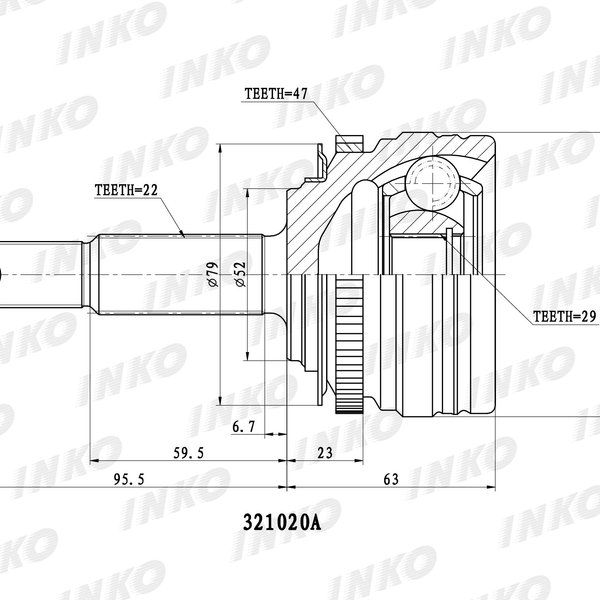 Шрус Chevrolet 96183016 Lanos INKO 321020A (CO-1815A 1.5) 