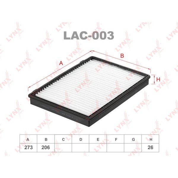 Фильтр салонный Lynx LAC-003 (CU 2622 Mann/CF 11166 Fram)