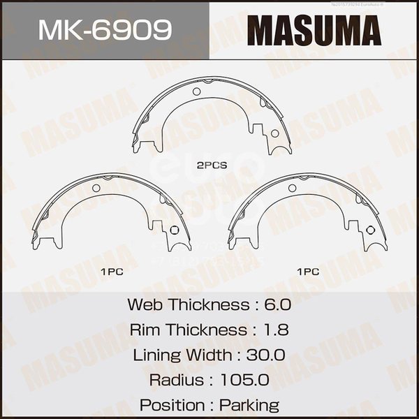 Колодки стояночного тормоза MMC V97/99W V98V Masuma MK-6909