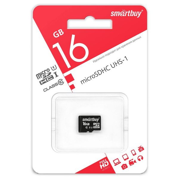 Карта памяти MicroSD 16Gb SmartBuy/Sandisk class 10 без адаптера