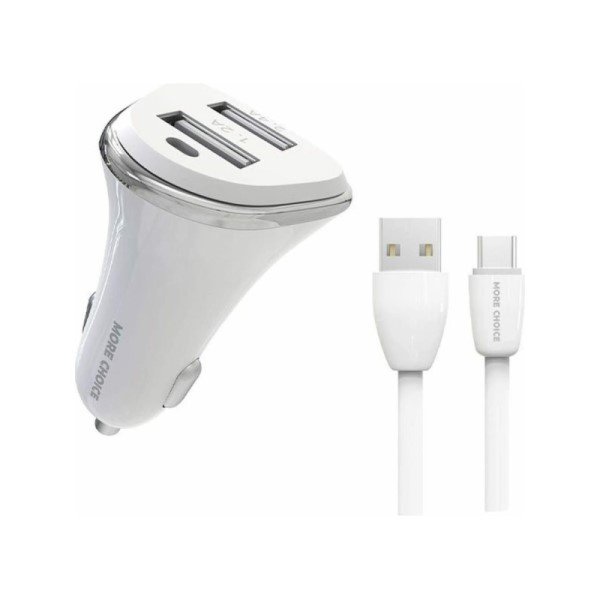 АЗУ 2USB 2.4A для micro USB More choice AC22m (White)
