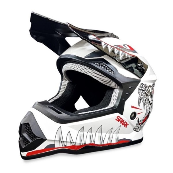 Шлем эндуро SPARX Jet Monster (WS-905) белый люминесцентный (49-50см) YXS