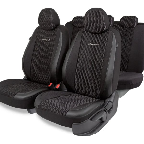 Чехлы автомобильные лён + экокожа Autoprofi Premium Black Ice 11предметов черный
