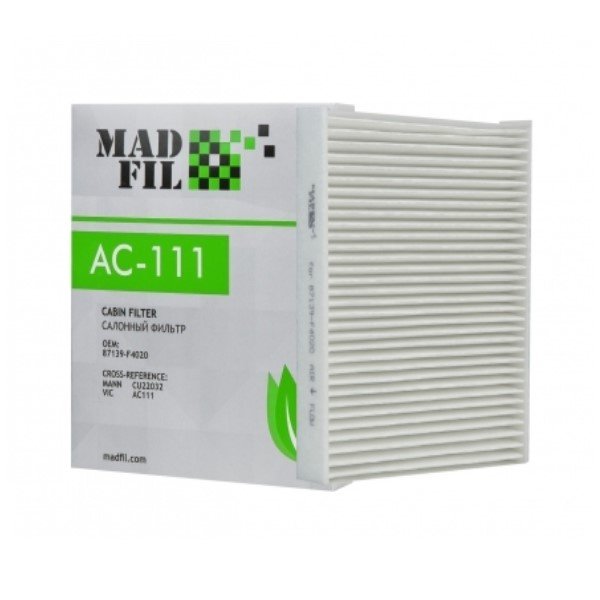 Фильтр салонный Madfil AC-111 (AC-111E Vic/LAC-334 Lynx/87139-28020 Оригинал Toyota) 